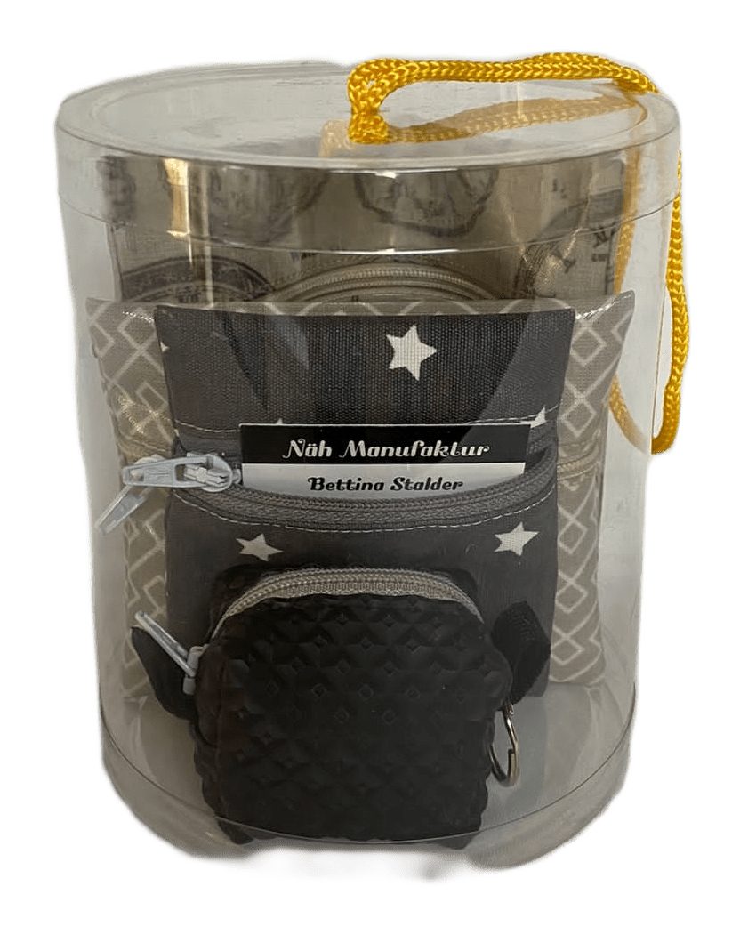 Geschenk-Set beige / grau, handgenäht in der Schweiz (Bild 2)